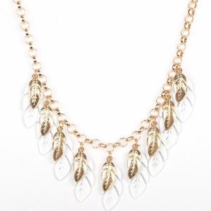 Paparazzi gold and white feather necklace